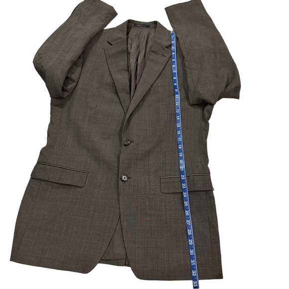 Ralph Lauren Brown Crosshatch Pattern 2-Button 100% Wool Suit Jacket Sz 42L Coat - Picture 11 of 12